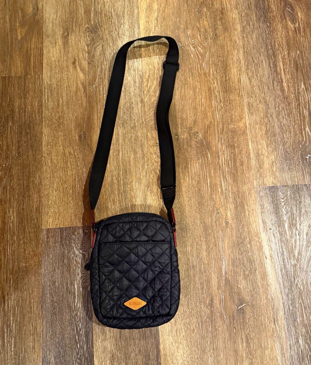 MZ Wallace Black Quilted Crossbody Bag Zip Closure Adjustable Strap Pockets